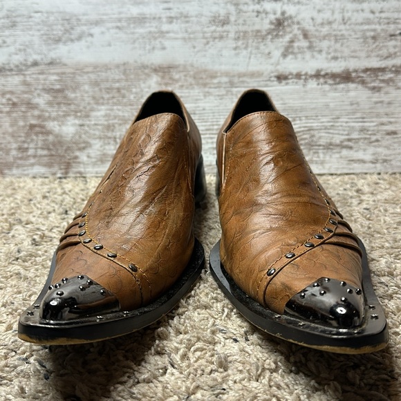 Fiesso by Aerelio Garcia Pointed Toe Metal Tip Leather Shoes Sz 10 - Picture 9 of 11